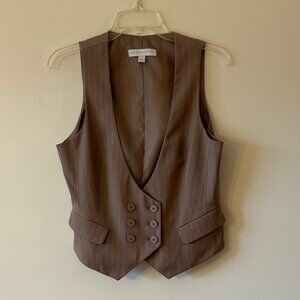 New York and Company Tan Vest with Pin Stripes